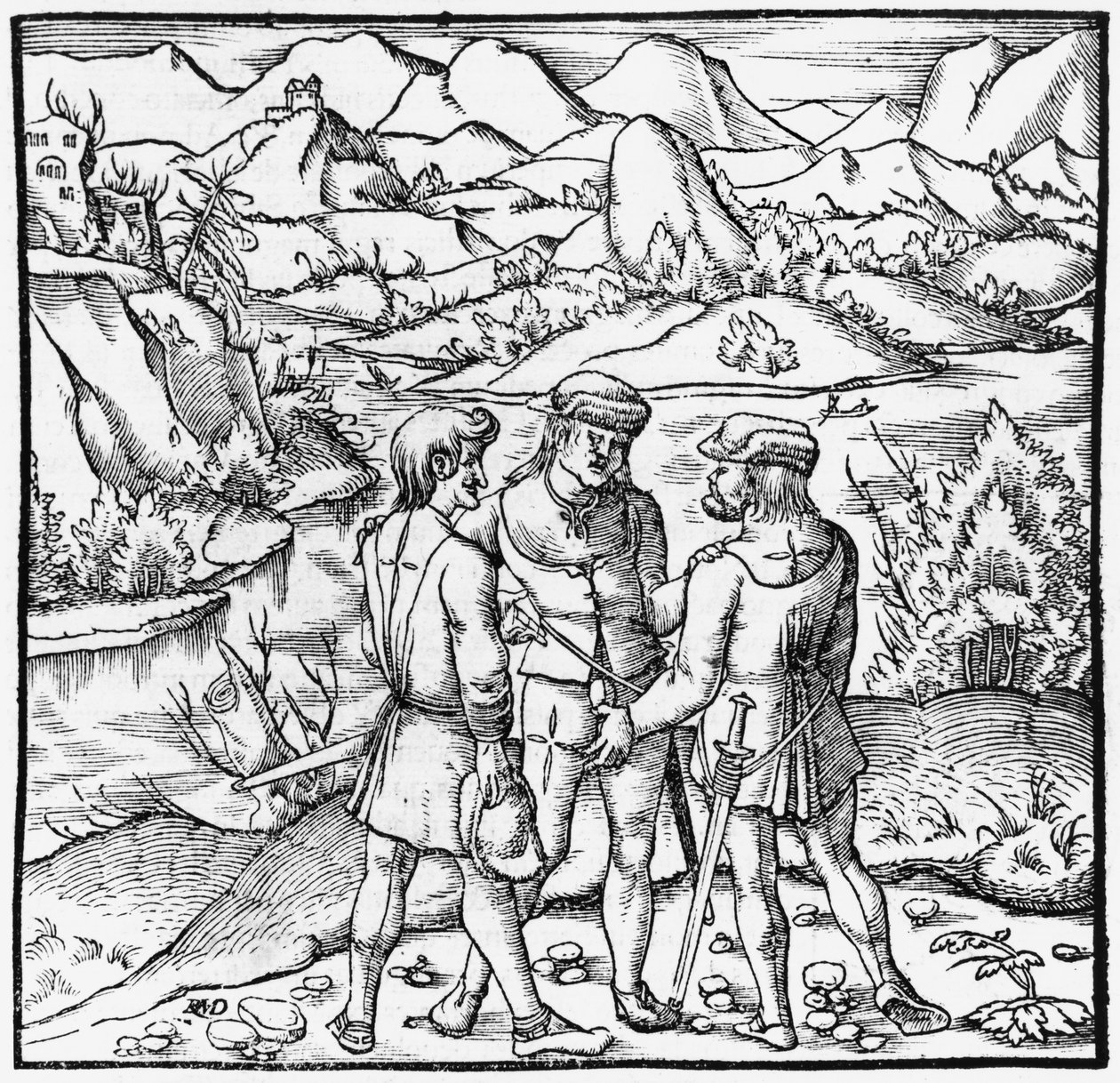 The Rutli Oath, illustration fra Cosmographie Universelle af Sebastien Munster (1488-1552) Basel, udgivet 1559 af German School