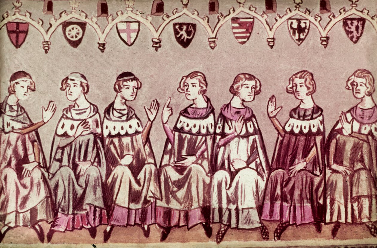 De syv kurfyrste, der vælger Henrik VII, den hellige romerske kejser, illustration fra Henrik VII