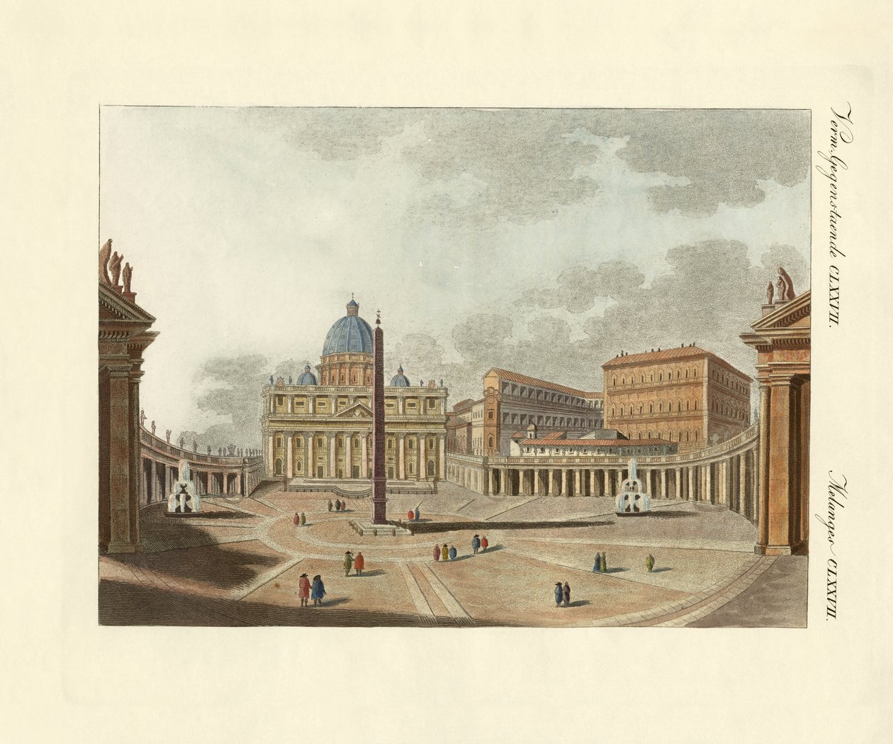 St. Peters katedral i Rom (farvet indgravering) af German School