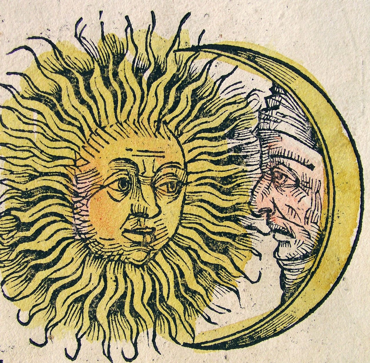 The Sun and Moon, offentliggjort i Nürnberg Chronicle, 1493 af German School