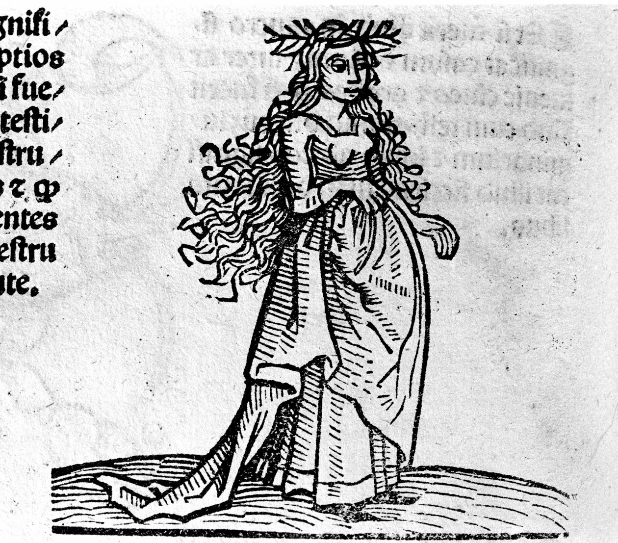 Jomfruen - i afhandling af Johannes Angeli De Magnisconnectionibue annorum revolutionis et eum pefectionis. Augsburg, Erhard Ratdolt af German School