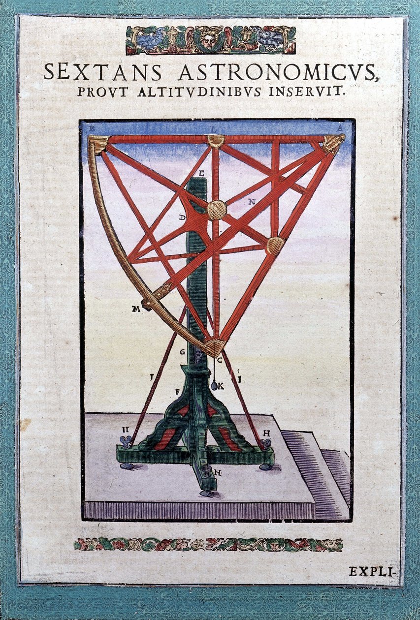 Den astronomiske sekstant i "The Mechanism of Astronomy" af Tycho Brahe (1546 - 1601), Wandsbeck af German School