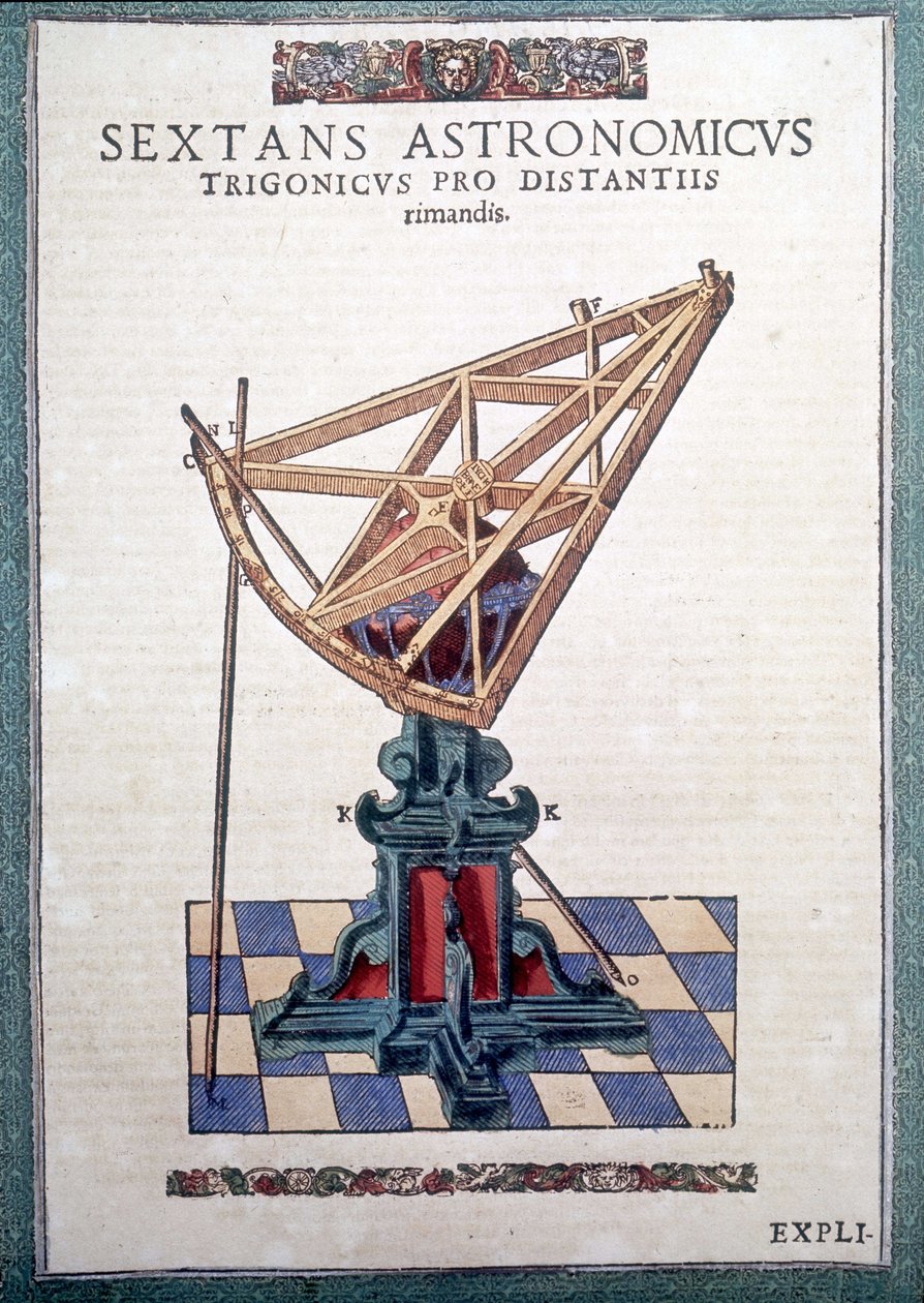 Den astronomiske sekstant i "The Mechanism of Astronomy" af Tycho Brahe (1546 - 1601), Wandsbeck af German School