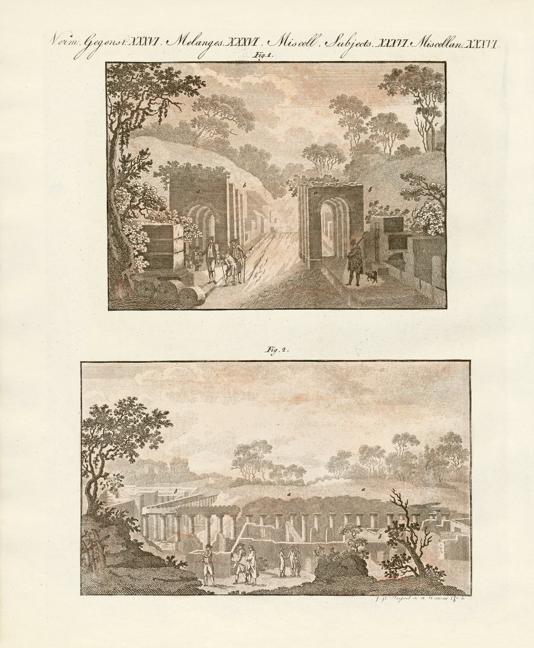 Den udgravede by Pompeji af German School