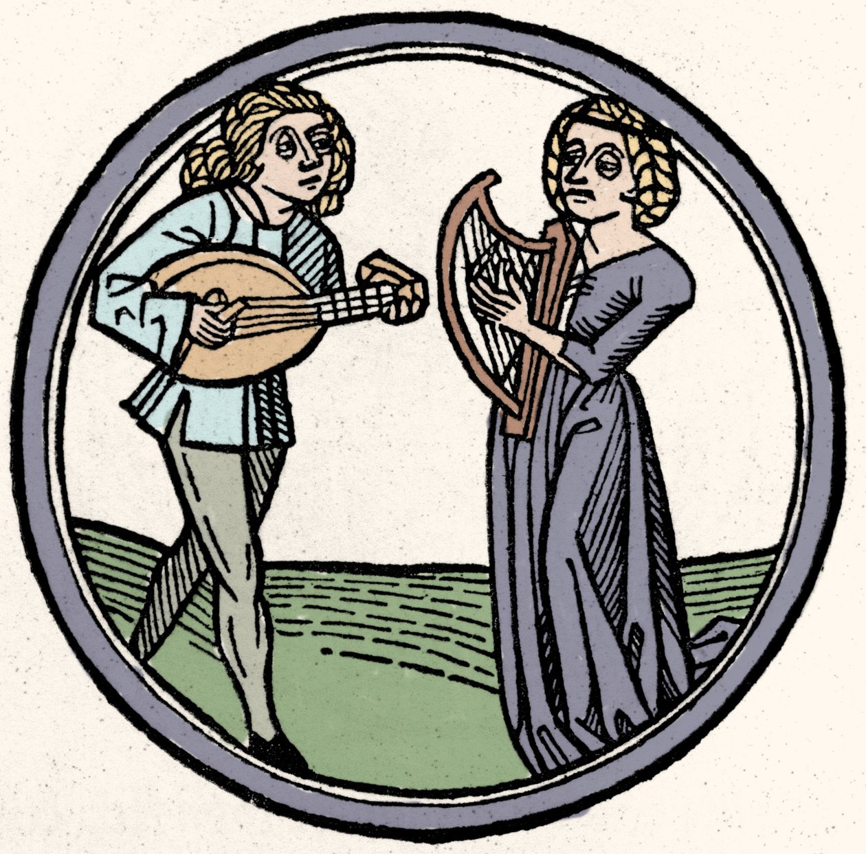 De fire temperamenter: flegmatisk (langsom og apatisk). Xylografi, Augsburg 1480 af German School