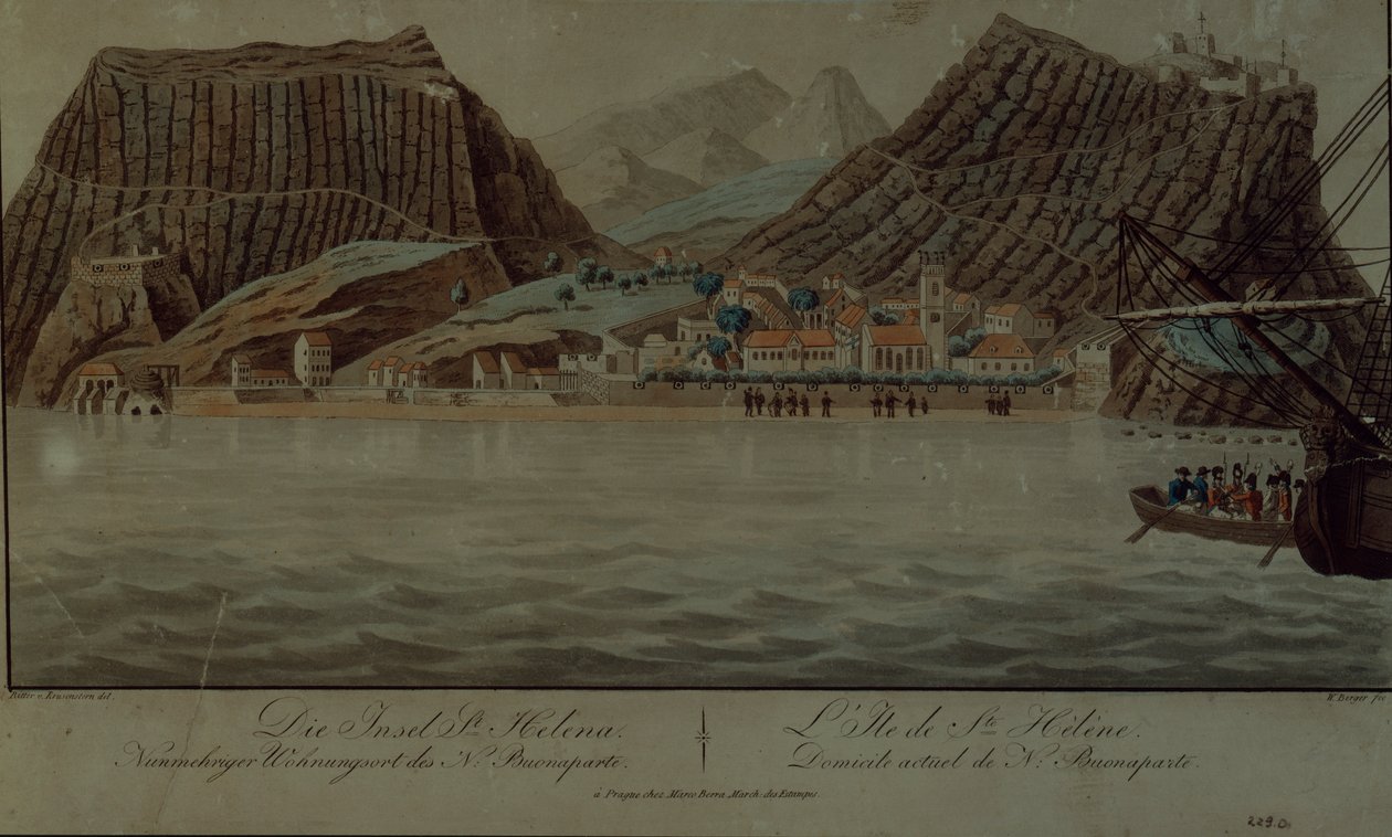 Øen St. Helena (gravering) af German School