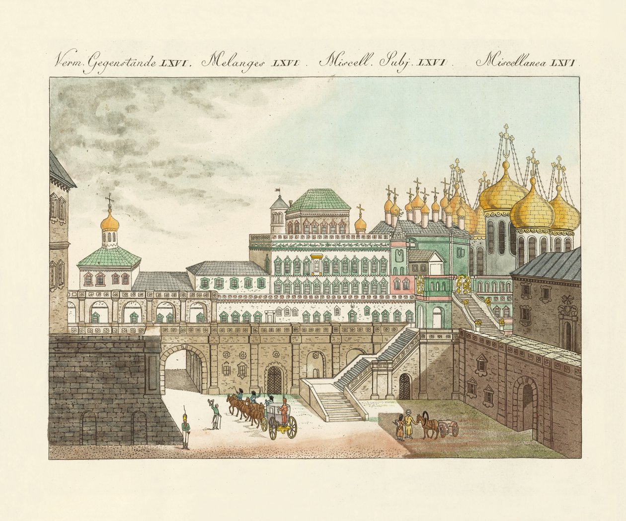 Den gamle palæ af zarerne i Moskva (farvet indgravering) af German School