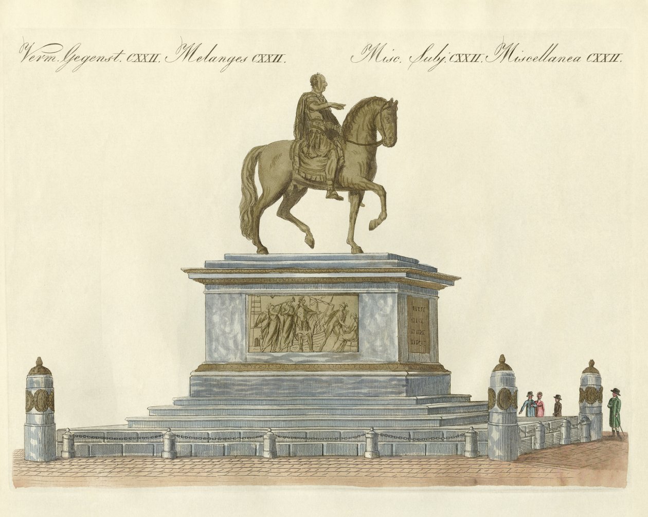Statuen af Josef II foran kejserens slot i Wien (farvet indgravering) af German School
