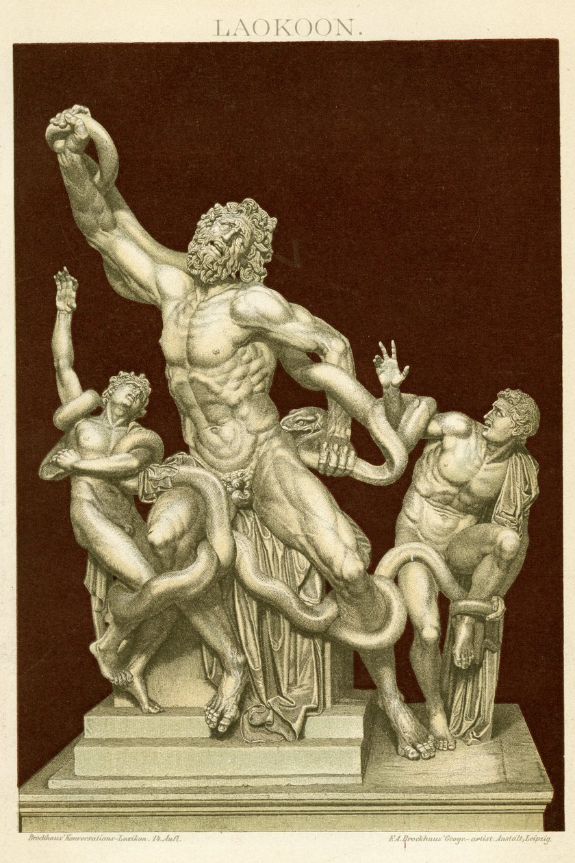 Statuen af Laocoön og hans sønner ca. 1890 (farvekromolitografi) af German School