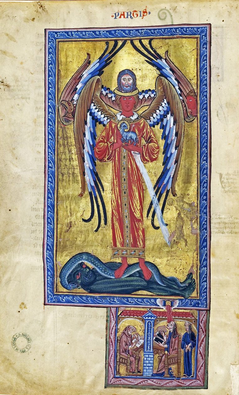 Theophany of Divine Love (Vision fra bogen om guddommelige værker), ca. 1220-30 (gouache på pergament) af German School