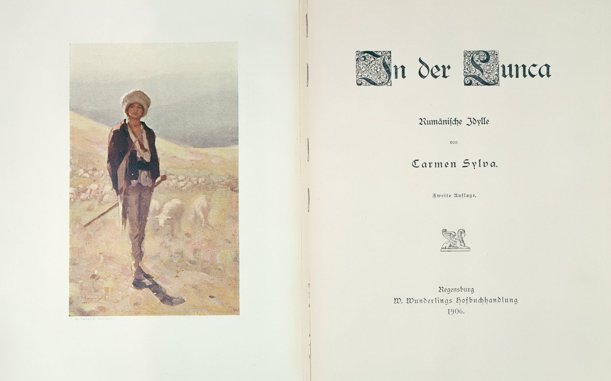 Titelblad til romanen In der Lunca af Carmen Sylva, udgivet i Regensburg 1906 af German School