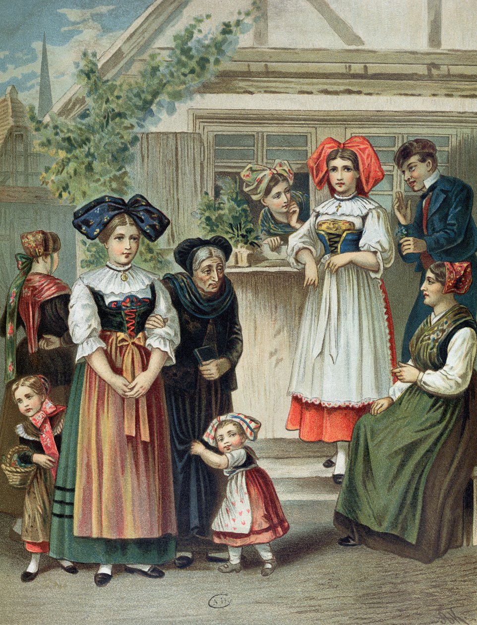 Traditionelle dragter fra Strasbourg-regionen, ca. 1870-80 af German School