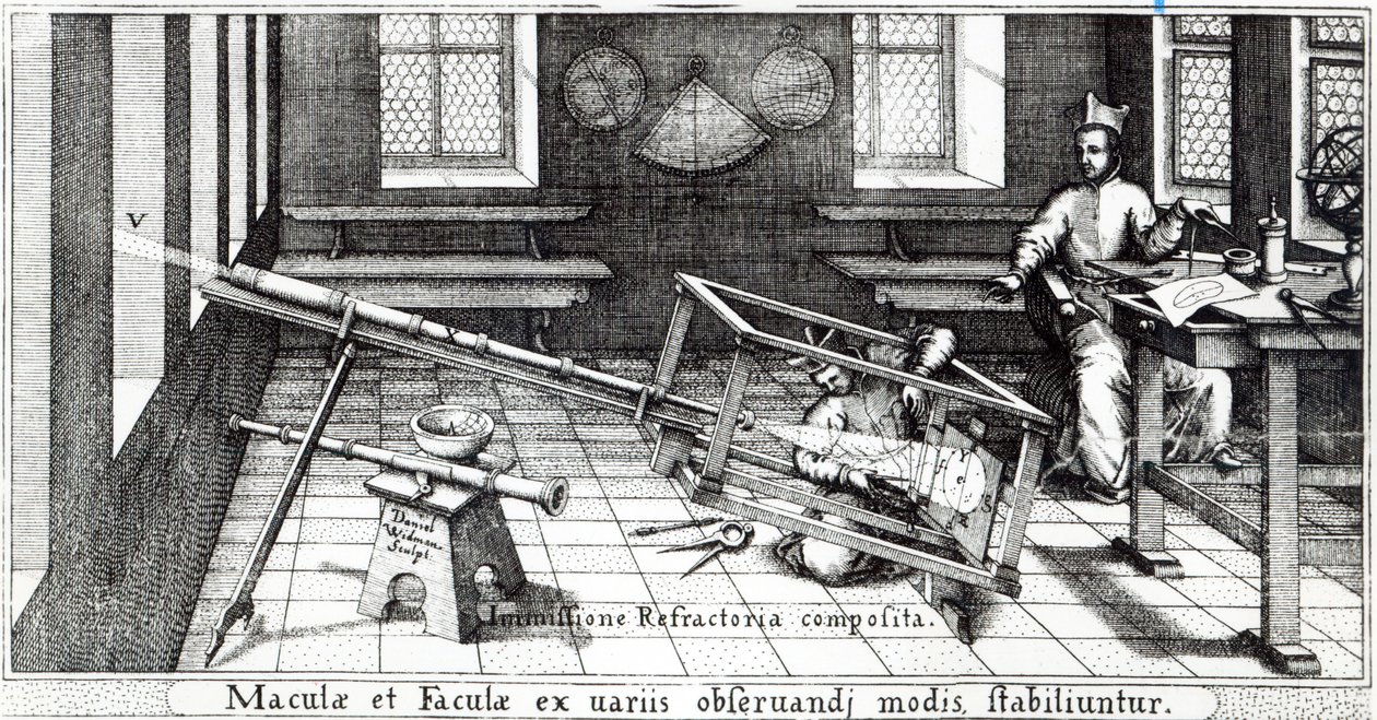 Forskellige metoder til at observere solpletter, illustration fra 
