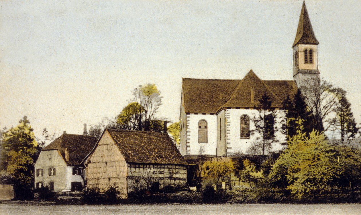 Udsigt over Bischwiller-kirken, Tyskland af German School