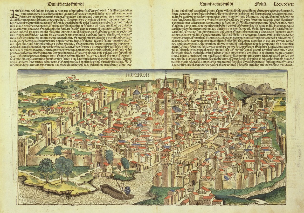 Udsigt over den befæstede by Firenze, fra Nürnberg-krøniken af Hartmann Schedel (1440-1514) 1493 af German School