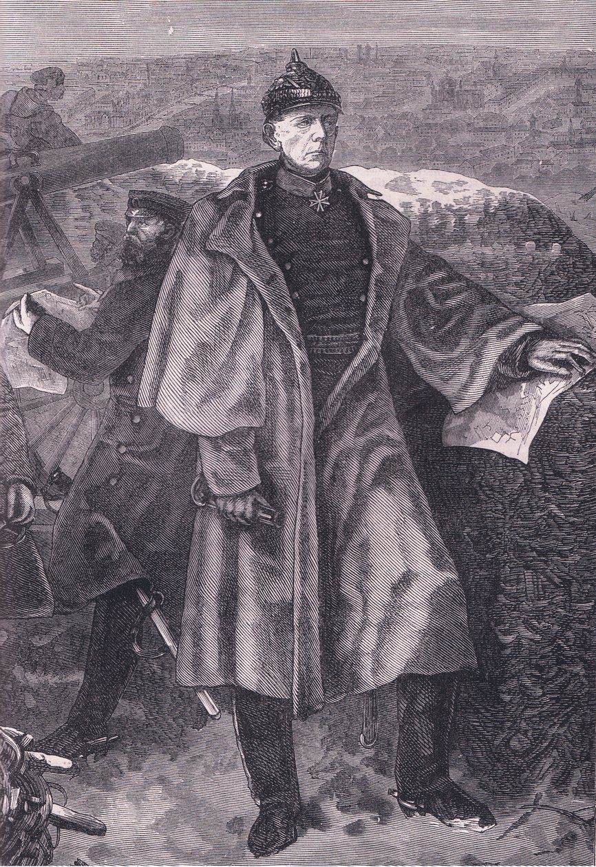 Von Moltke før Paris, Cassells historie om krigen mellem Frankrig og Tyskland udgivet af Cassell and Company Limited, ca. 1890 (litho) af German School