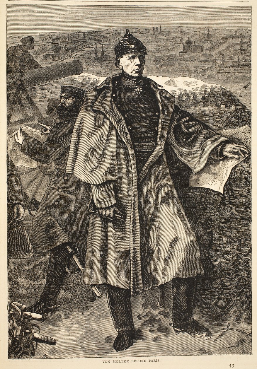 Von Moltke før Paris, november 1870, illustration fra Cassells historie om krigen mellem Frankrig og Tyskland, 1870-1871 af German School