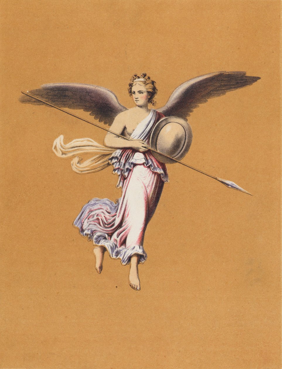 Vægmaleri fra Pompeji, Italien (farvelitografi) af German School