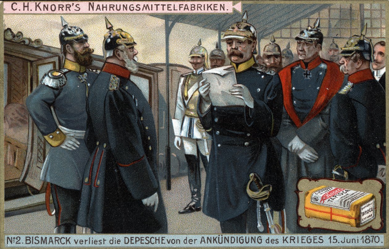 Krig i 1870. Den preussiske general Otto von Bismarck (1815-1898) læste krigserklæringen den 15. juni af German School