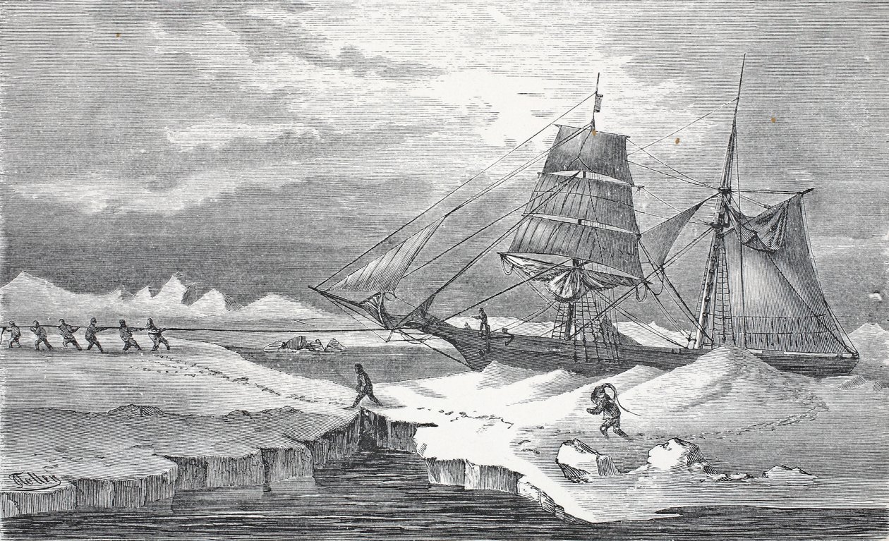 Warping through the Ice, pub London 1874 af German School
