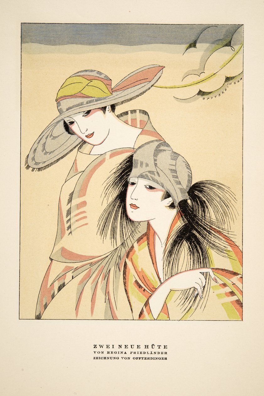 Zwei Neue Hute af Regina Friedlander, fra Styl, pub.1922 (pochoir print) af German School