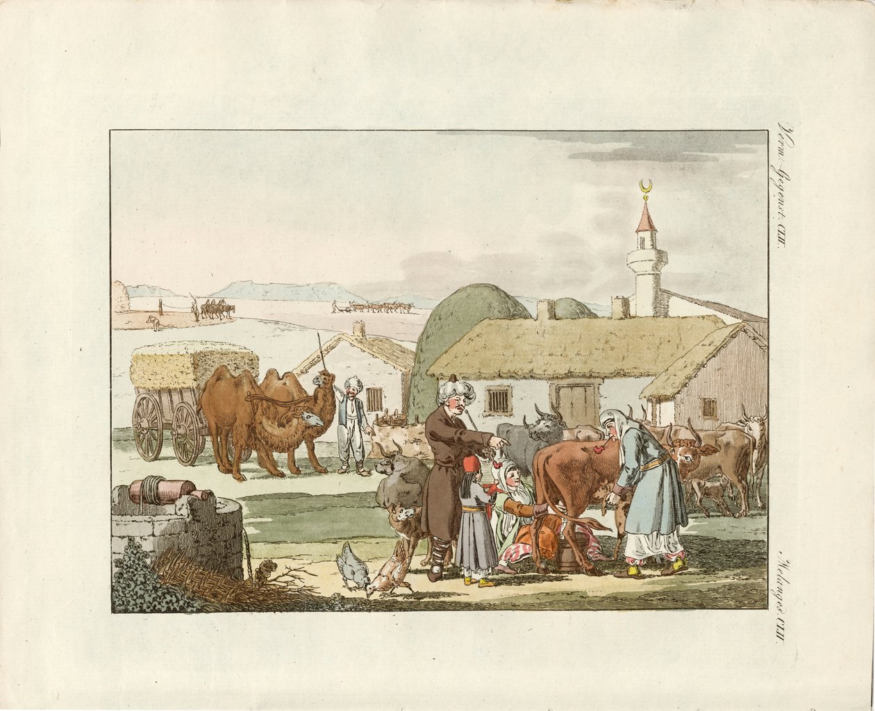 indbyggere på Krim (farvet gravering) af German School