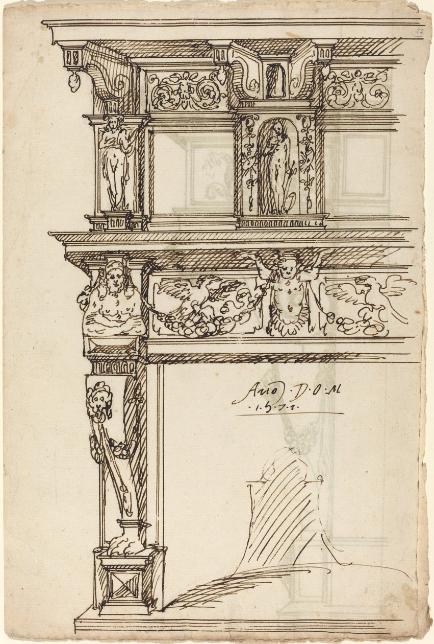 Palatial kappe med kviksølv og håb [recto] af German or Austrian 16th Century