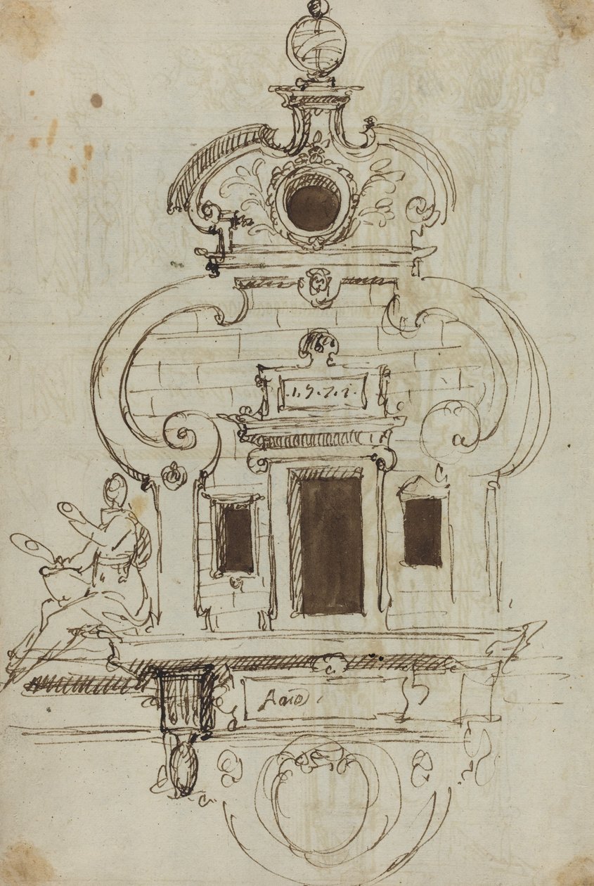 Murmonument med en armillarkugle [verso] af German or Austrian 16th Century