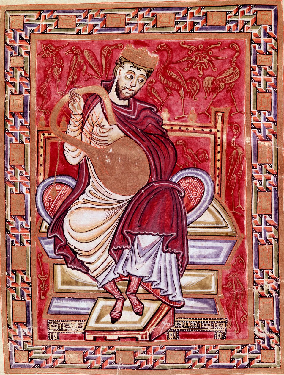 Repræsentation af kong David, der spiller Lyre Miniature du Codex d