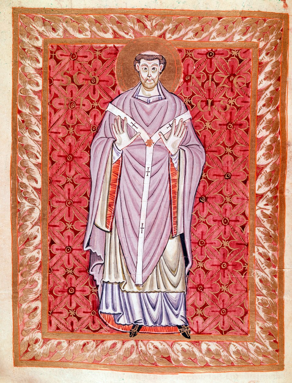Repræsentation af Saint Nizier af Lyon (513-573) (Nicet, Nicetius eller Nicetus) Miniature af Codex of Egbert (Codex Egberti) af skolen i Reichenau, omkring 980 af German School