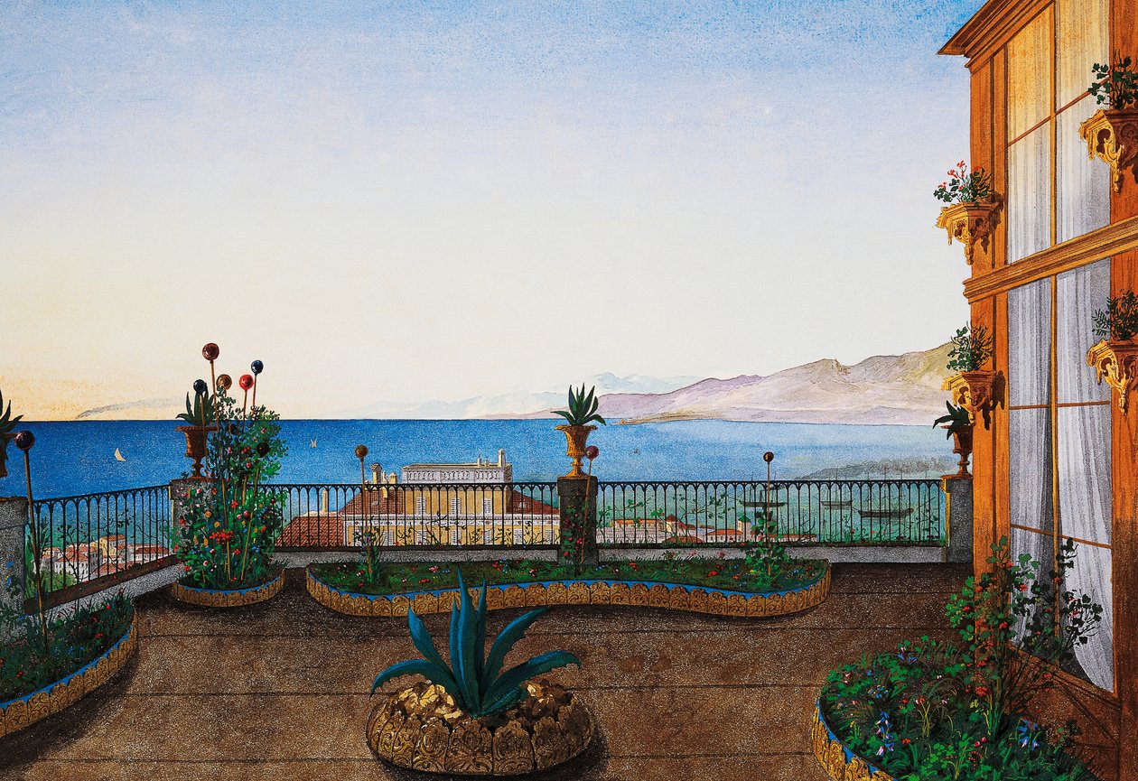Terrasse på første sal i Villa Lazzarovic af Germano Prosdocimi