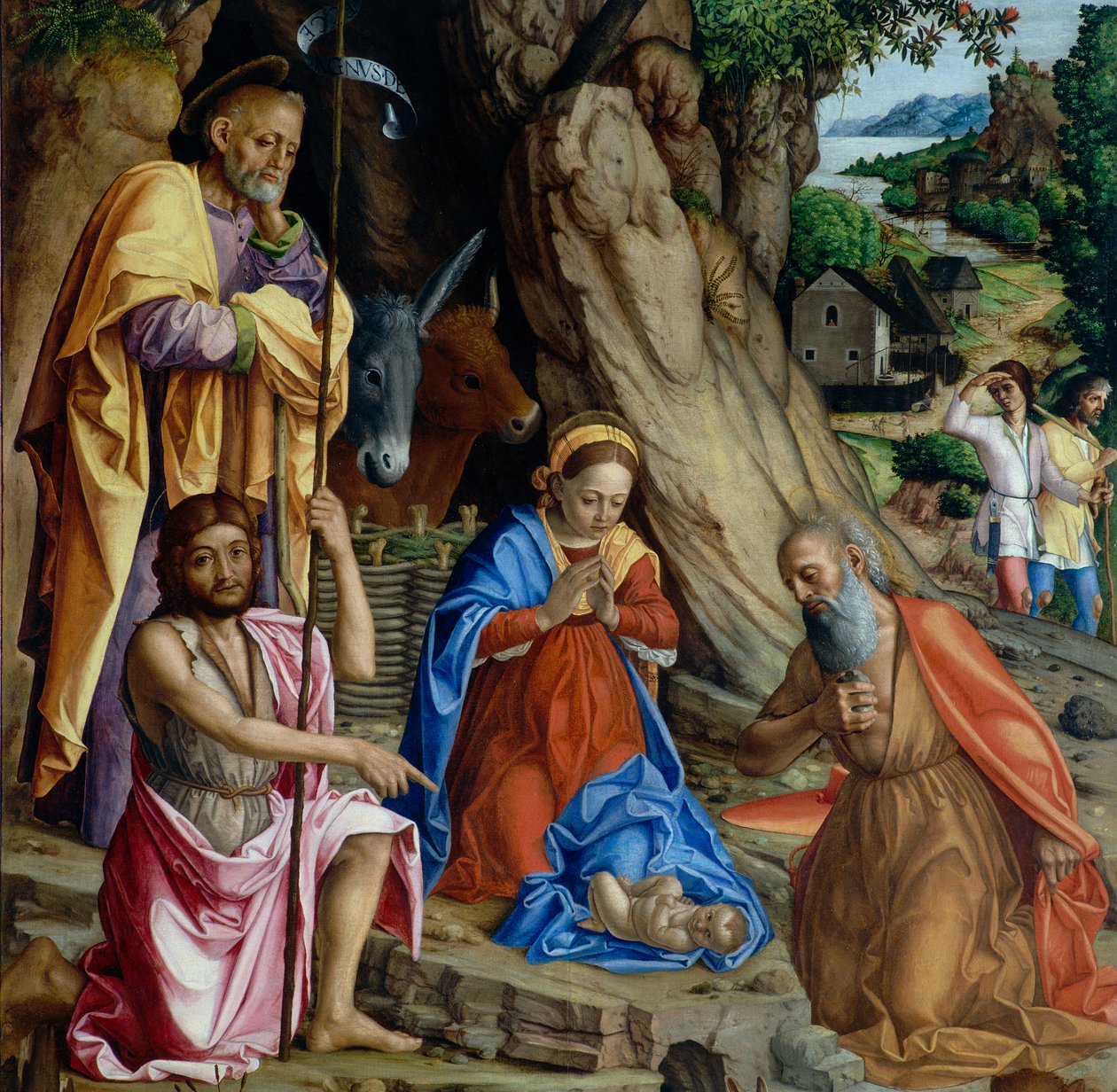 Fødselen, detalje, ca. 1494-1555 af Gerolamo dai Libri