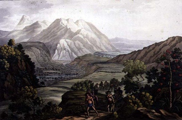 Parola Park og Andesbjergene, Bolivia (farve litho) af Gerolamo Fumagalli