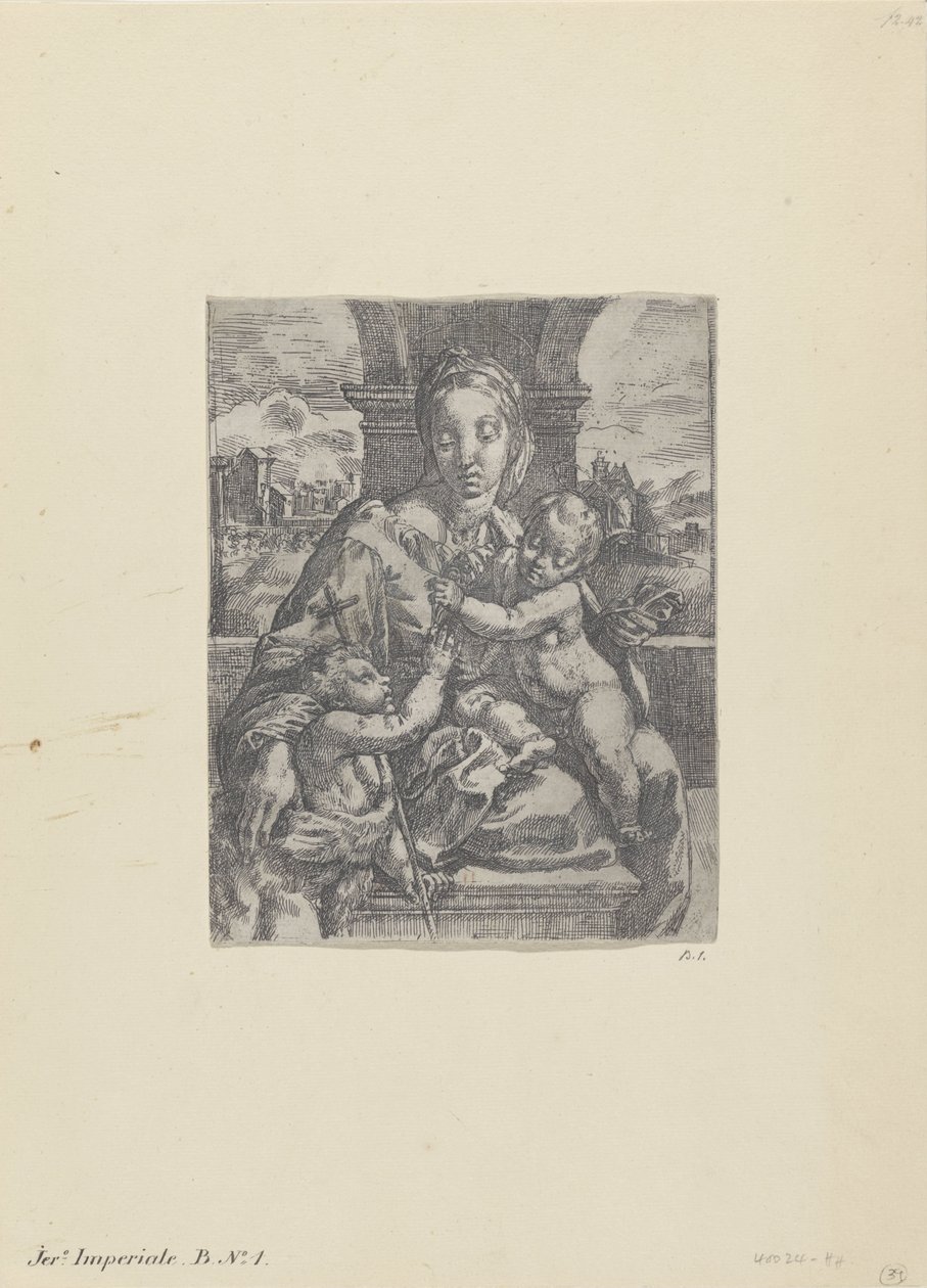 Maria med barn og den unge Johannes Døberen af Gerolamo Imperiale