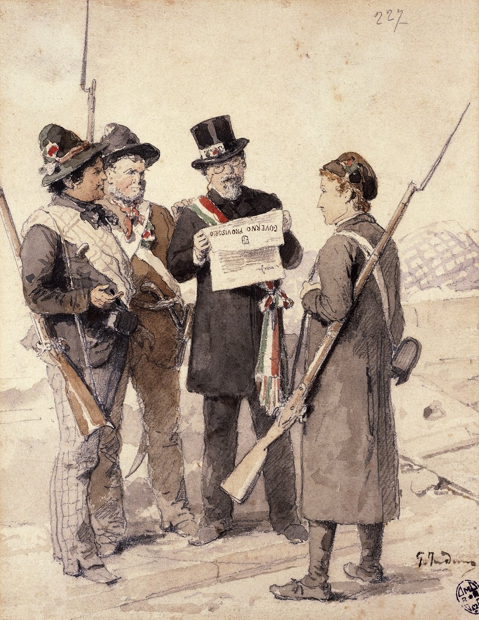 Fem dage i Milano, af Gerolamo Induno (1827-1890), akvarel af Gerolamo Induno