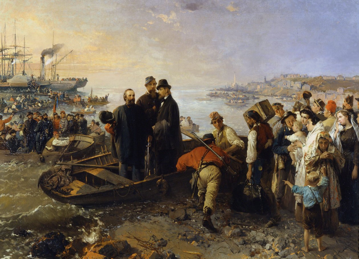Garibaldi med de tusinde afgår fra Quarto (gener) til Marsala (Sicilien) i 1870, n.d. (olie på lærred) af Gerolamo Induno