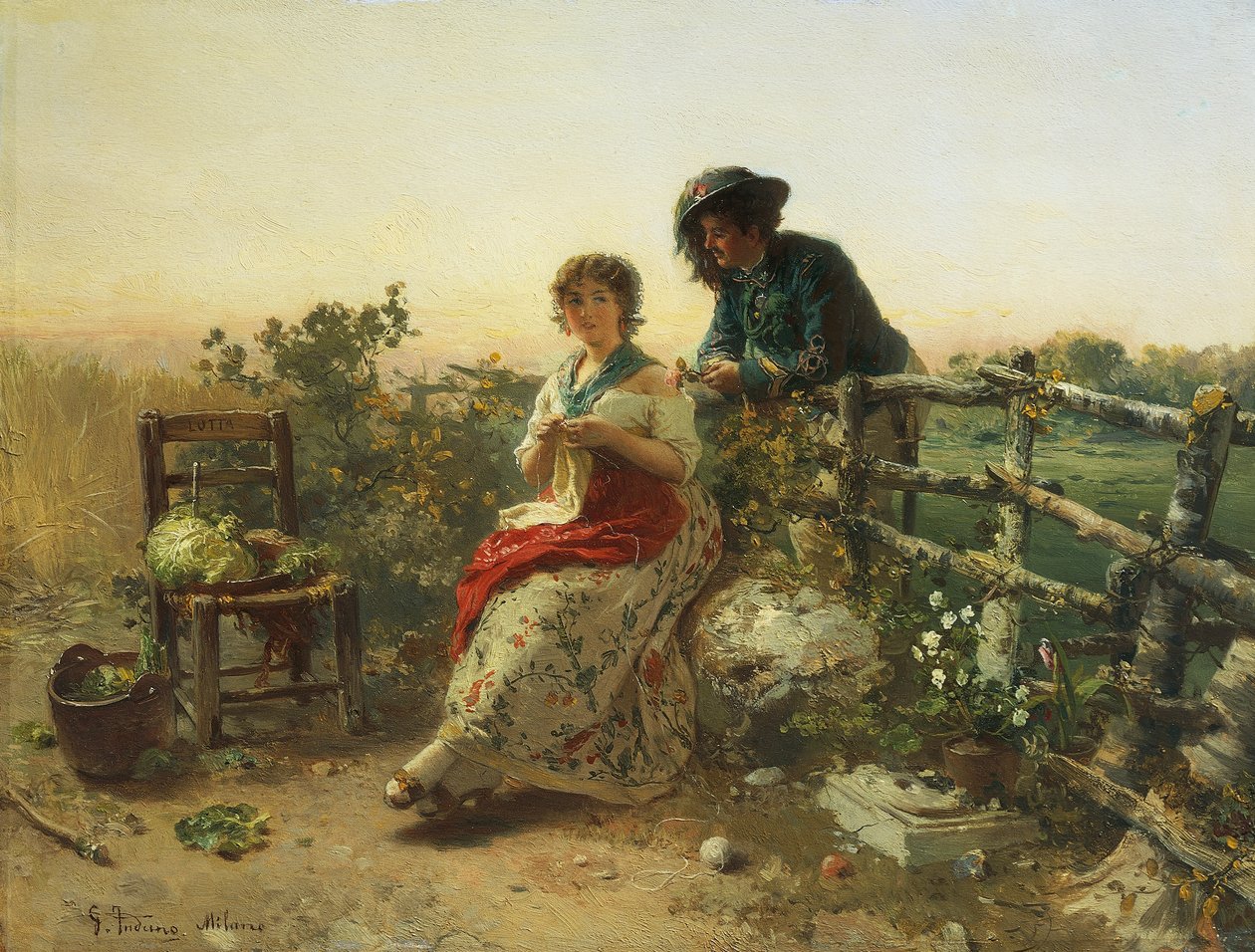 In Peacetime, af Gerolamo Induno, omkring 1880, olie på træ af Gerolamo Induno