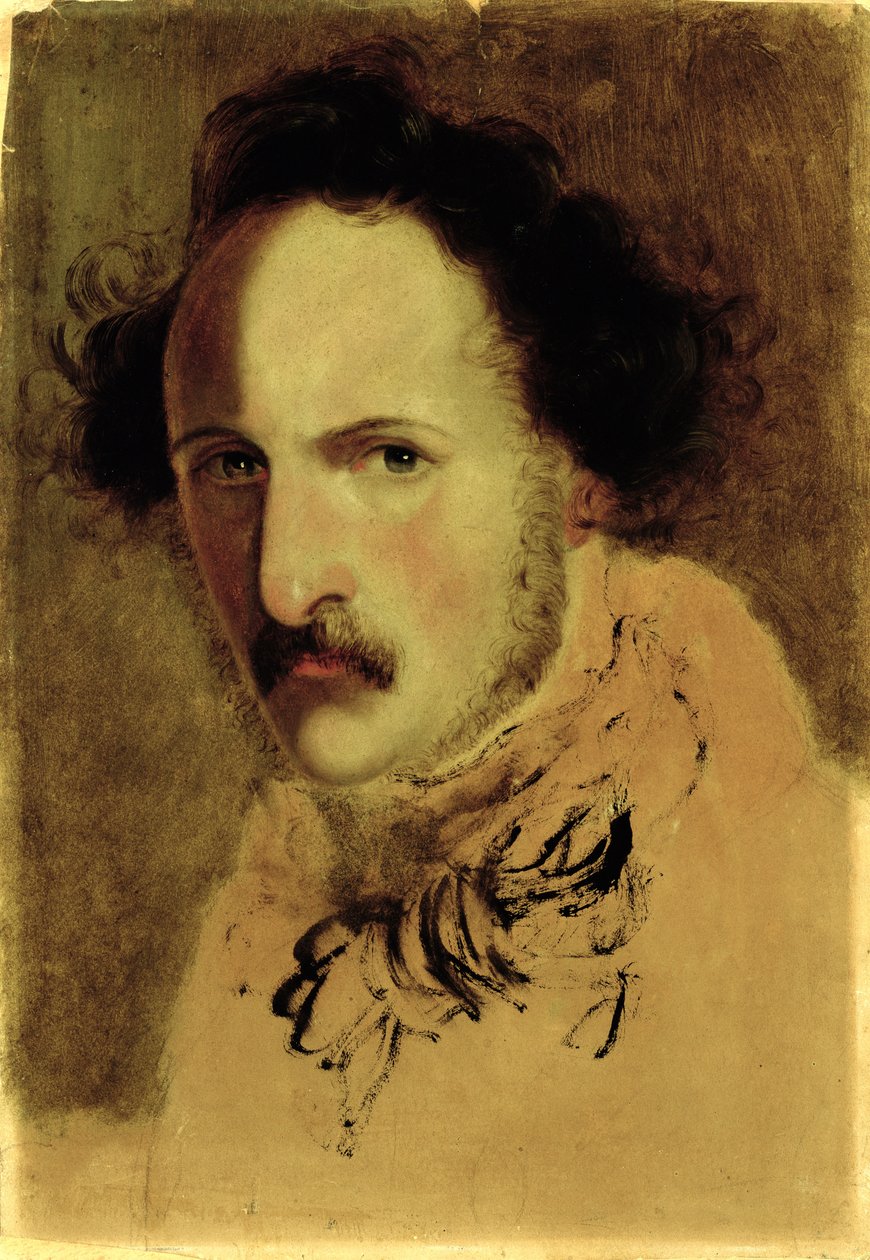 Portræt af Gaetano Donizetti (1797-1848) (olie på papir på lærred) af Gerolamo Induno