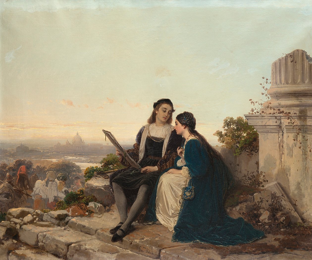 Raphael og Fornarina, 1869. af Gerolamo Induno