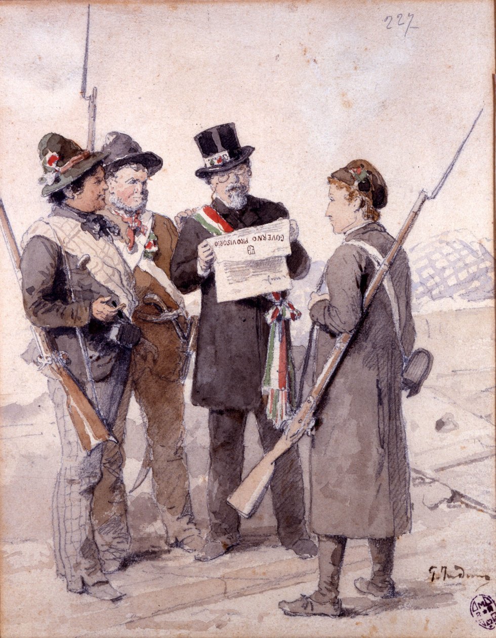 Risorgimento: De fem dage i Milano (Cinque giornate di Milano) (18.-22. marts 1848): dette er en af de første episoder af revolutionerne i 1848 (en del af den første italienske uafhængighedskrig), der oplevede milanesernes fremgang befolkningsoprør mod af Gerolamo Induno