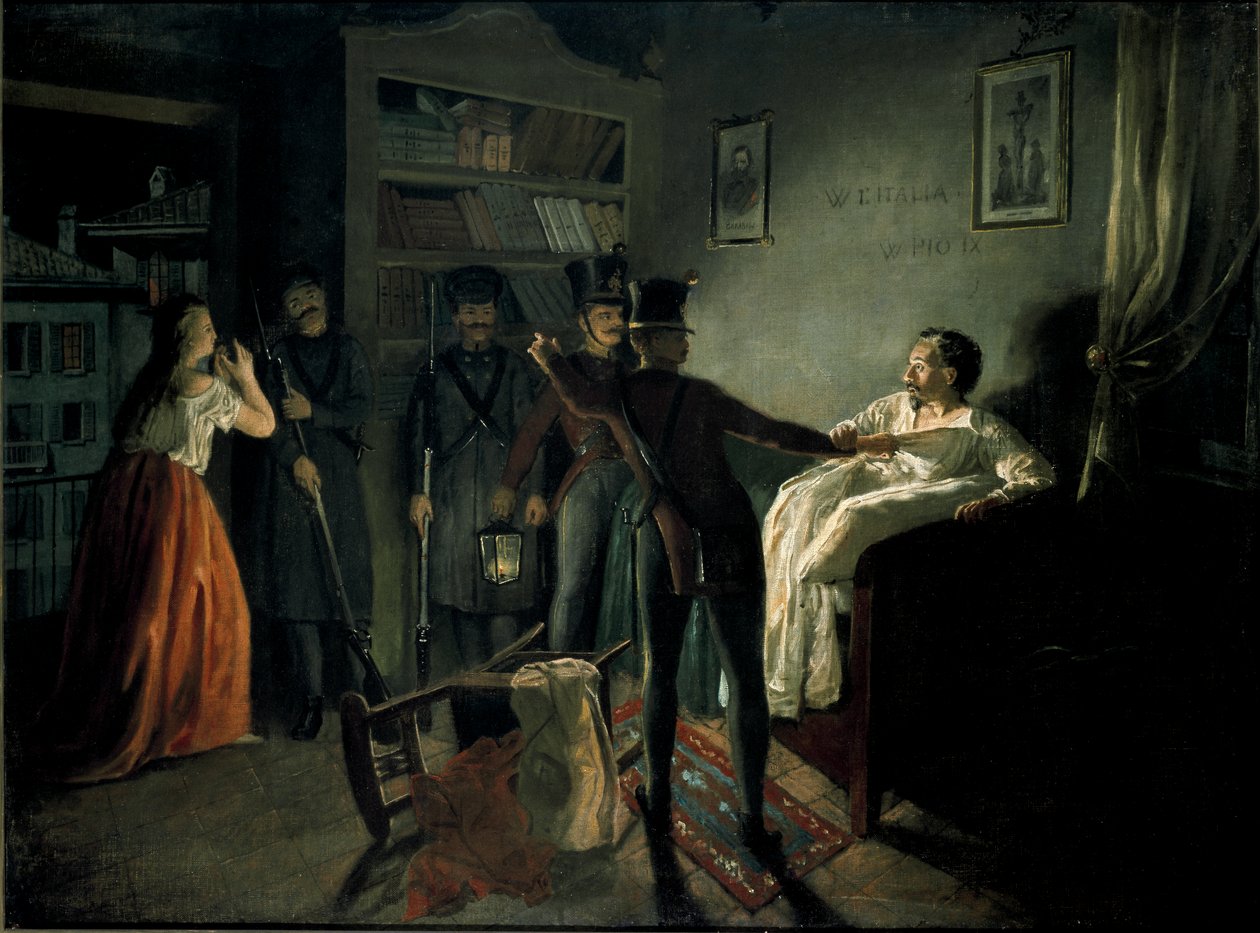 Anholdelsen af patrioten Pietro Fortunato Calvi af Gerolamo Induno