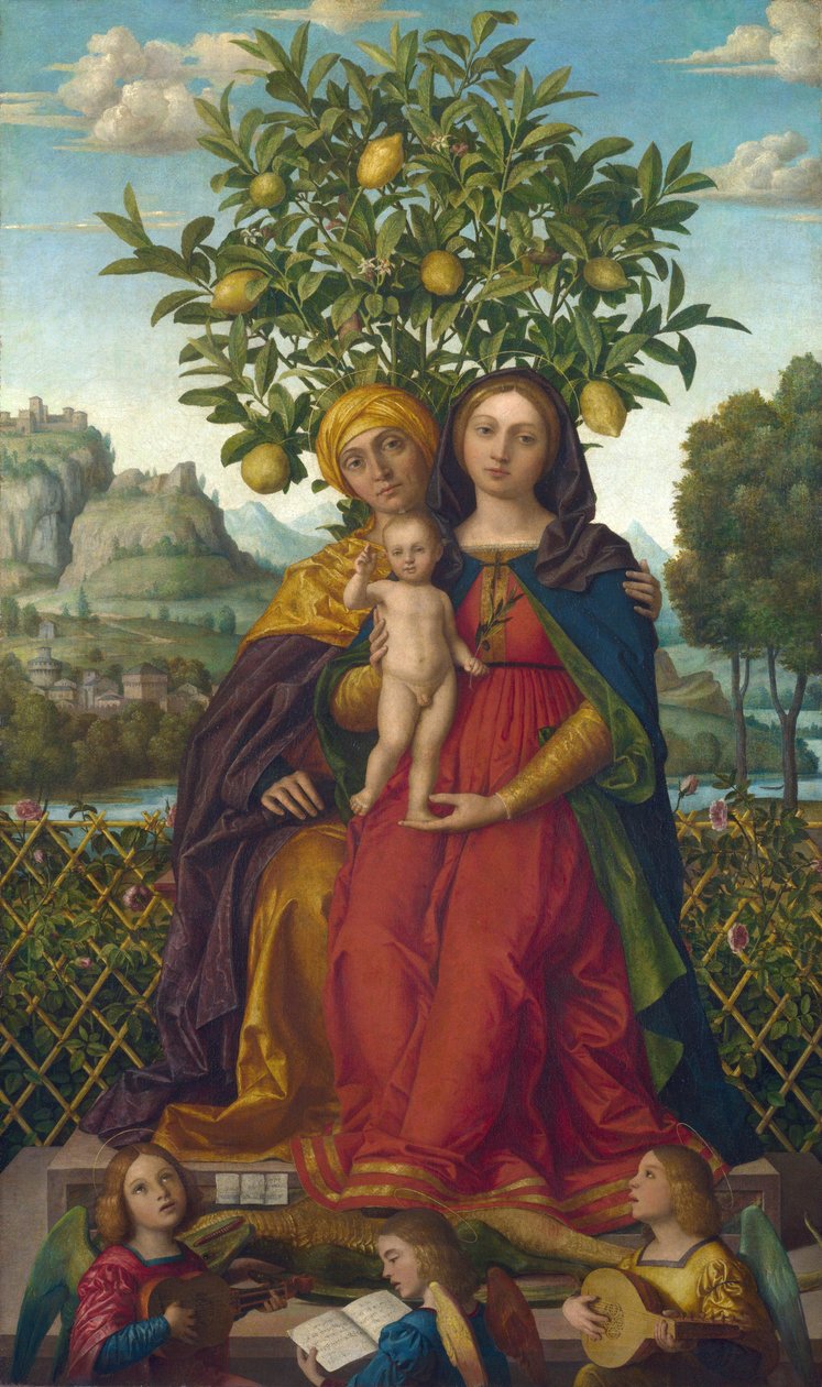 Girolamo dai Libri (1474-1555) Jomfruen og barnet med Saint Anne Olie på lærred ca 1510-1520 National Gallery, London 158,1x94 af Gerolamo dai Libri