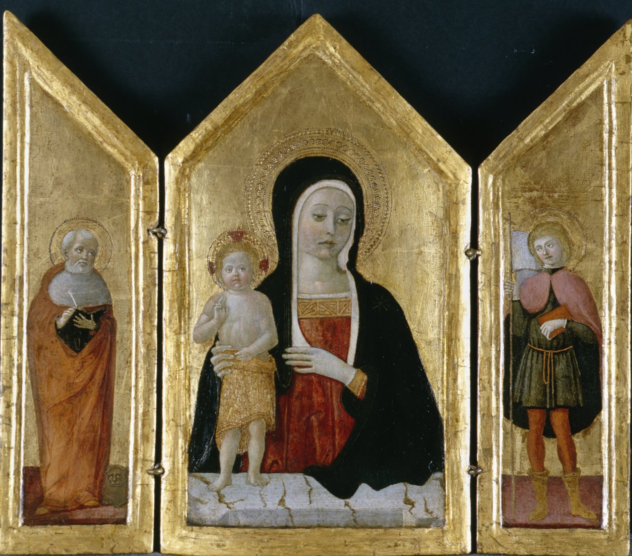 Madonna og barn med to hellige, ca. 1500 (tempera på træ) af Gerolamo di Benvenuto