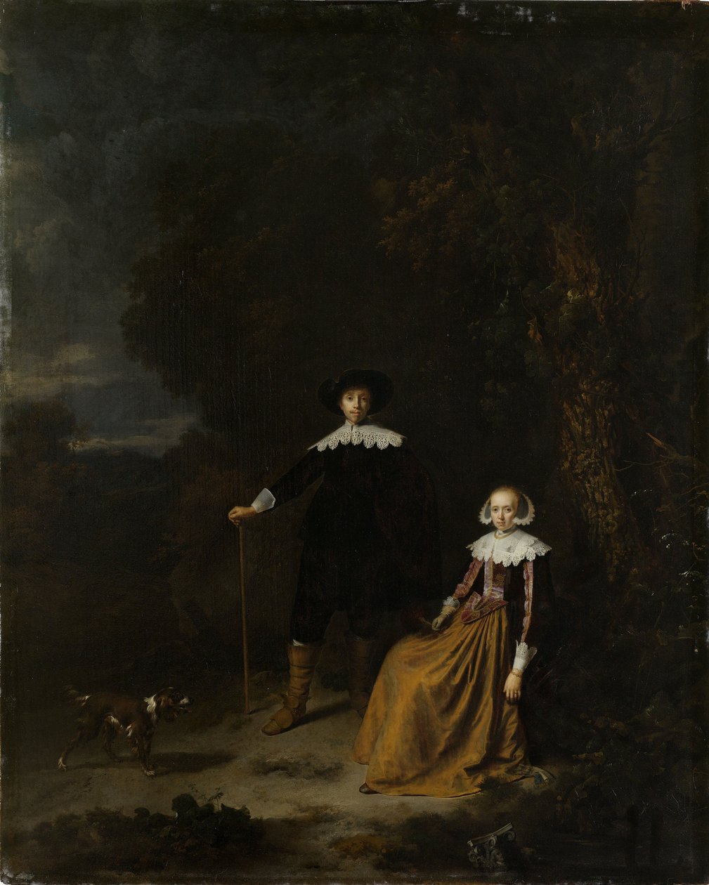 Portræt af et par i et landskab af Gerrit Dou