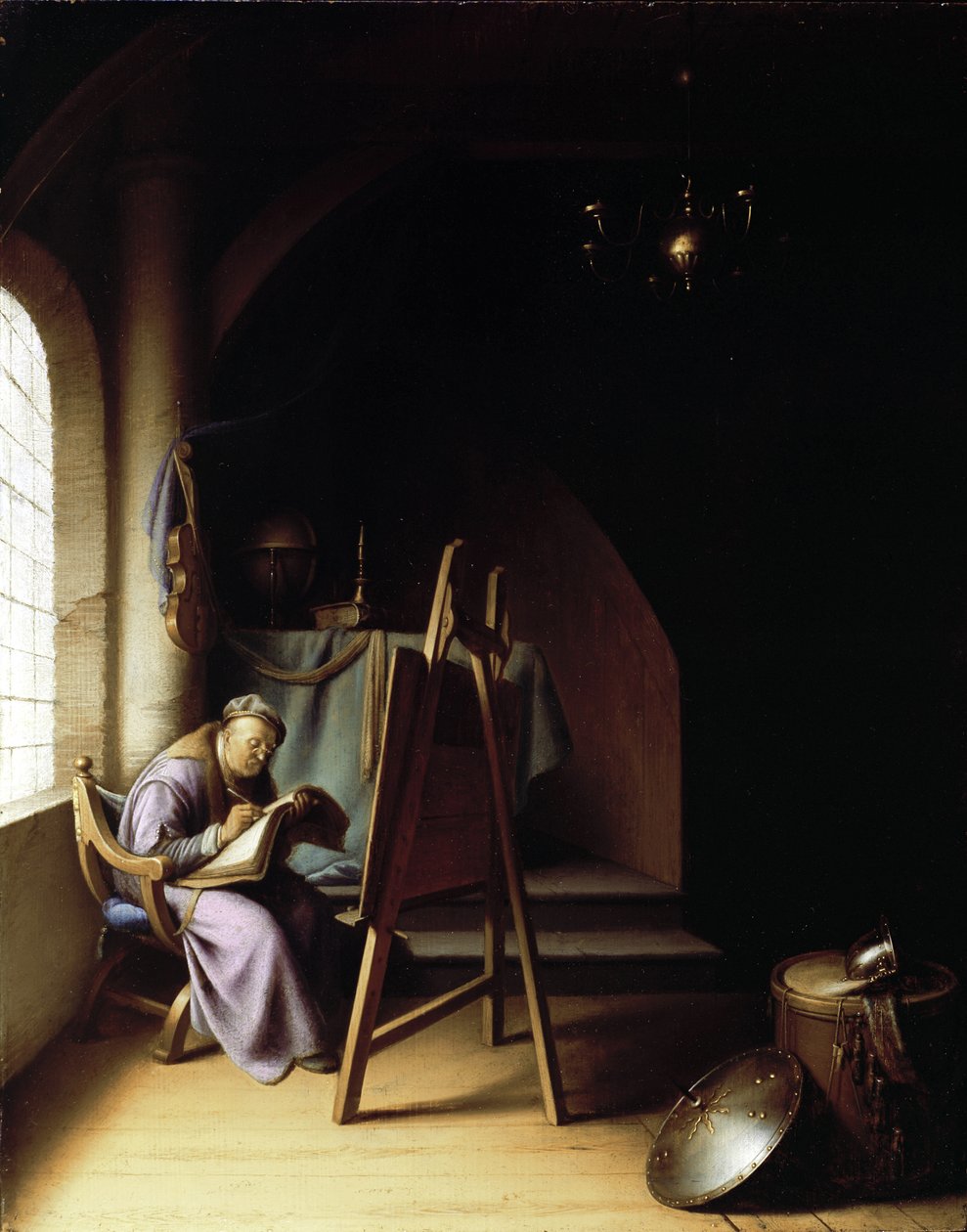 Mand med staffeli af Gerrit Dou