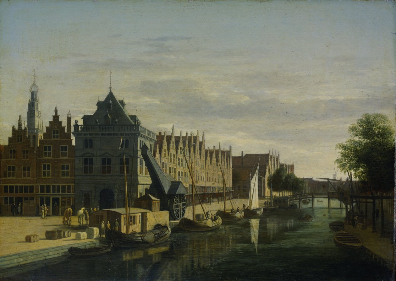 De Waag (Vægehus) og Kran på Spaarne, Haarlem af Gerrit Adriaensz Berckheyde