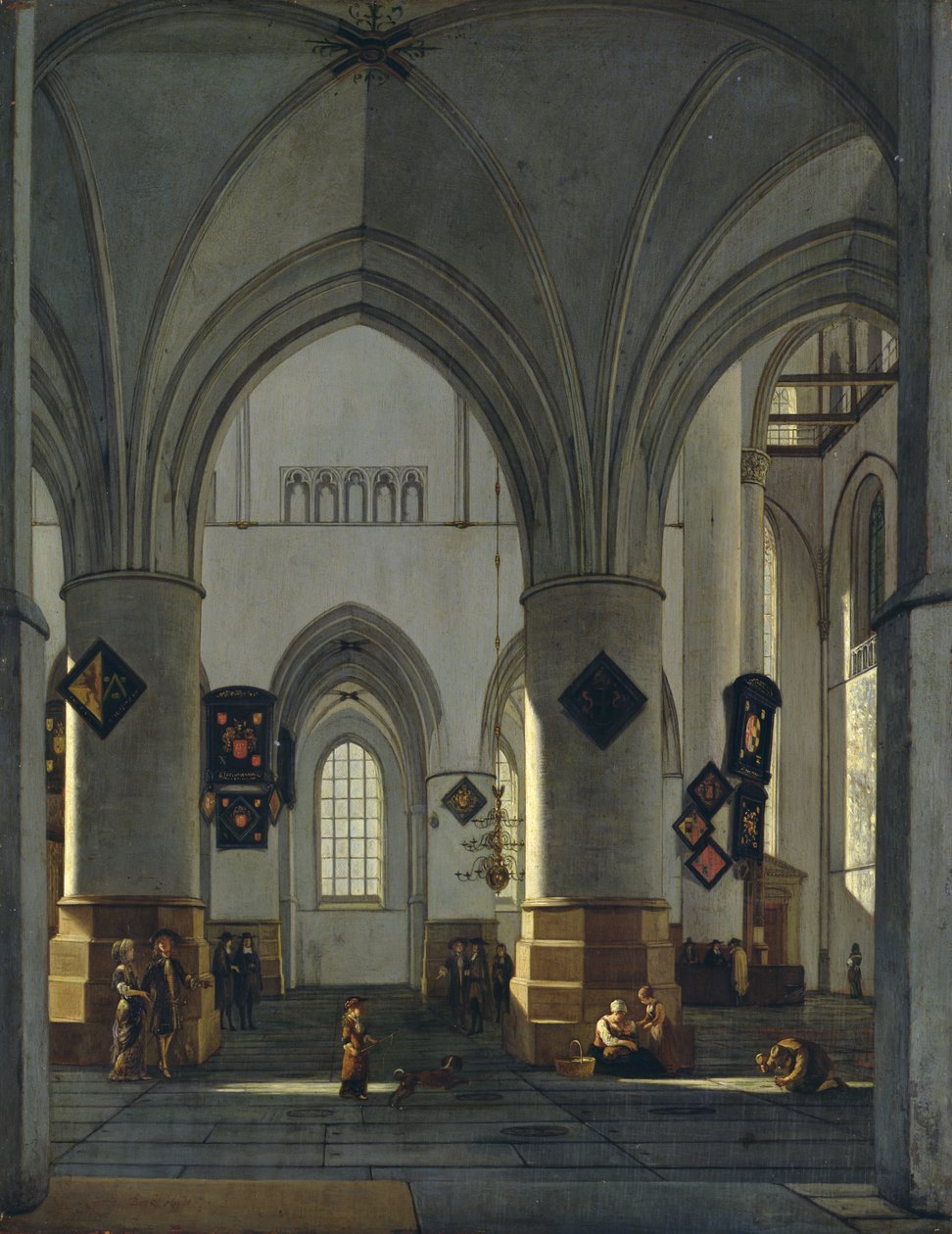 Indvendig udsigt over St. Bavo-kirken, Harlem af Gerrit Adriaensz Berckheyde