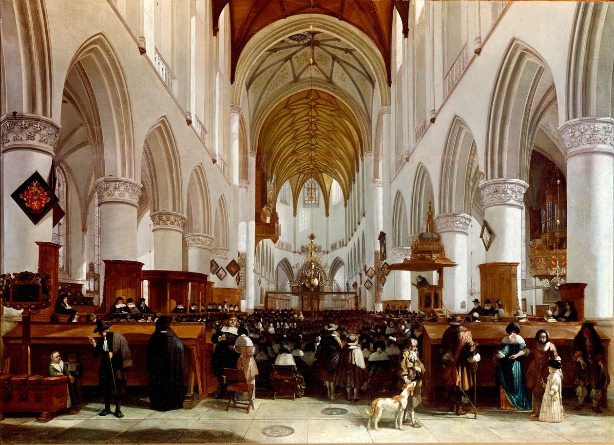 Interiør af en kirke. Maleri af Gerrit Berckheyde (1638-1698), hollandsk maler. London, National Gallery af Gerrit Adriaensz Berckheyde