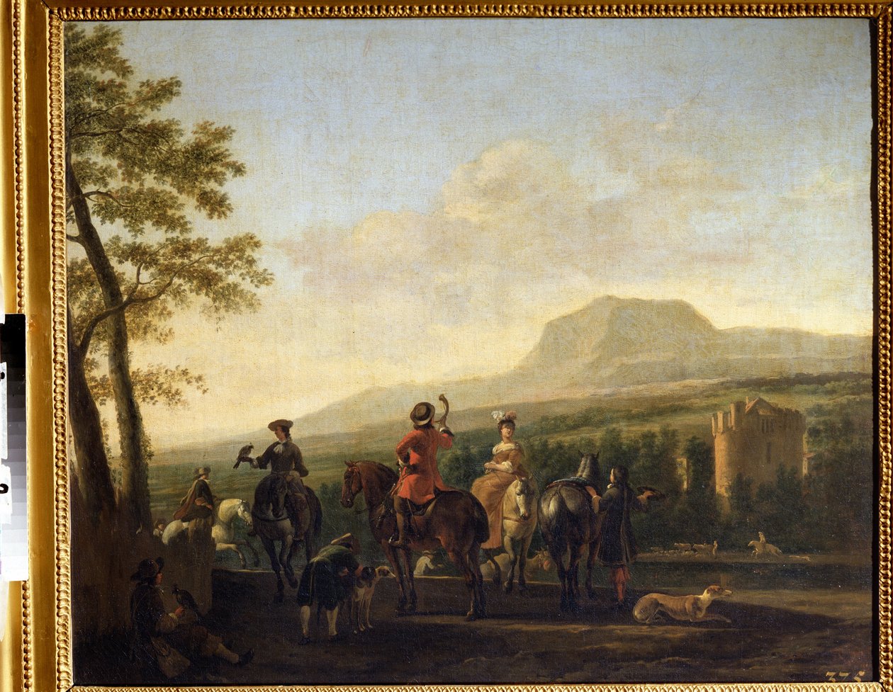 ""Falkejagten"" (Falkejagt) Maleri af Gerrit Adriaensz Berckheyde (1638-1698) 1600-tallets Pushkin Museum Moskva af Gerrit Adriaensz Berckheyde