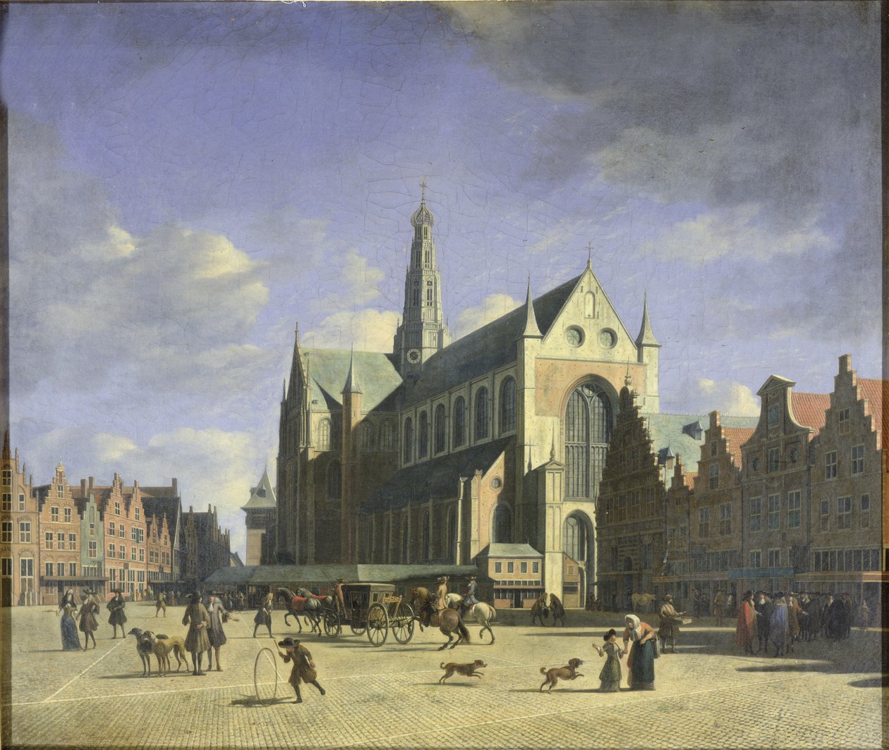 Groote Markt (stort marked) Haarlem af Gerrit Adriaensz Berckheyde